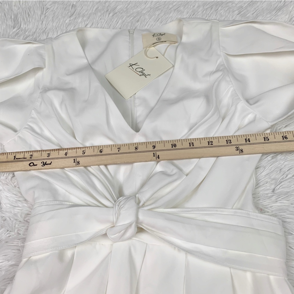 K Closer long sleeve v neck dress bubble hem pleated - Picture 3 of 9